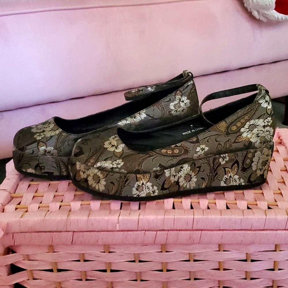 ASOS Ballet Flatforms with Ankle Strap UK7